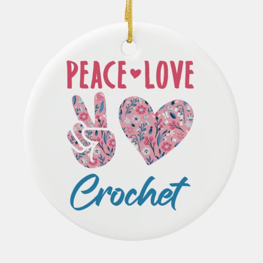 Peace Liebe Crochet Keramik Ornament (Hinten)