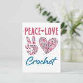 Peace Liebe Crochet Postkarte (Stehend Vorderseite)