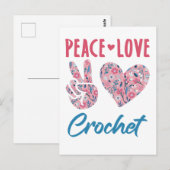 Peace Liebe Crochet Postkarte (Vorne/Hinten)