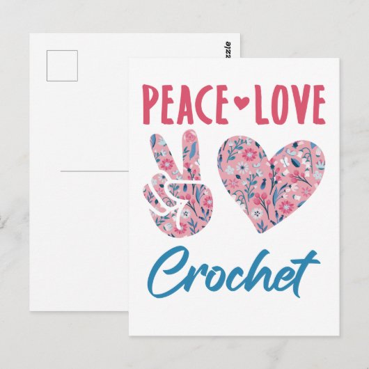 Peace Liebe Crochet Postkarte (Vorne/Hinten)