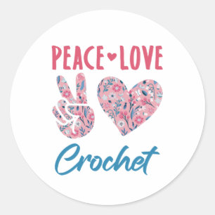 Peace Liebe Crochet Runder Aufkleber
