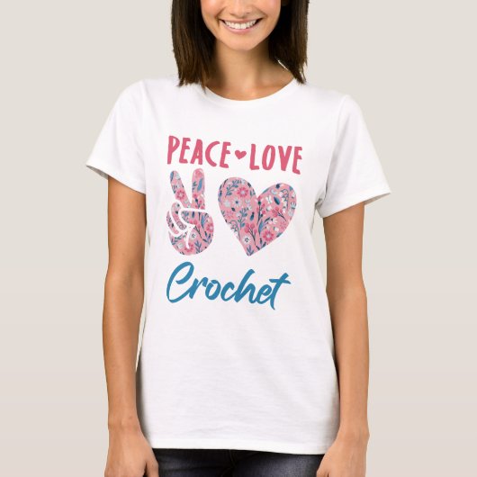 Peace Liebe Crochet T-Shirt (Vorderseite)