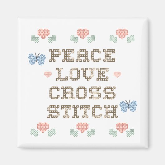 Peace Liebe Cross Stitch Magnet (Vorne)