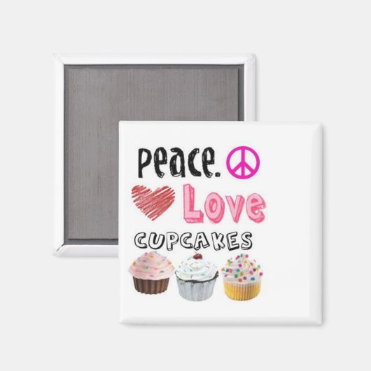 Peace Liebe Cupcakes cake design Magnet (Vorderseite/Rückseite)