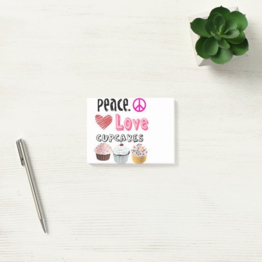 Peace Liebe Cupcakes cake design Post-it Klebezettel (Büro)