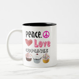 Peace Liebe Cupcakes cake design Zweifarbige Tasse