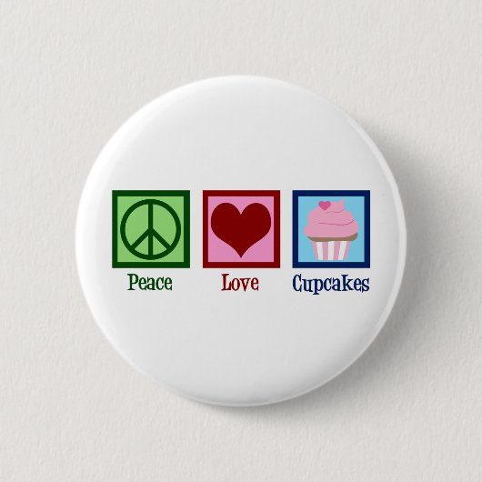 Peace Liebe Cupcakes Niedlich Baker Button (Vorderseite)