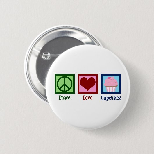 Peace Liebe Cupcakes Niedlich Baker Button (Vorne & Hinten)