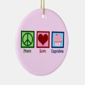 Peace Liebe Cupcakes Niedlich Pink Cupcake Baker Keramik Ornament (Rechts)