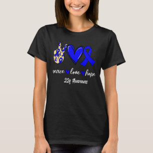 Peace Liebe Cure 22q Blue Ribbon Awareness 1 T-Shirt