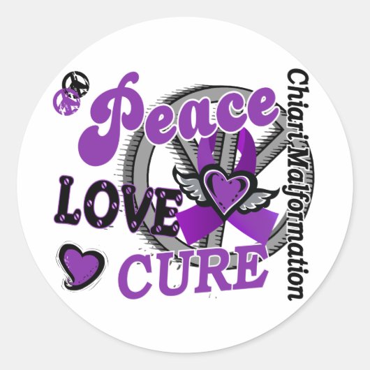 Peace Liebe Cure 2 Chiari Malformation Runder Aufkleber (Vorderseite)