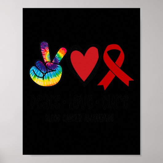 Peace Liebe Cure Blood Cancer Awareness Support Sq Poster (Vorne)