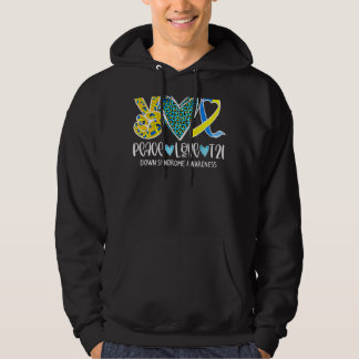 Peace Liebe Cure Blue & Yellow Ribbon Down Syndrom Hoodie