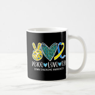 Peace Liebe Cure Blue & Yellow Ribbon Down Syndrom Kaffeetasse