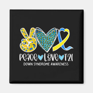 Peace Liebe Cure Blue & Yellow Ribbon Down Syndrom Magnet