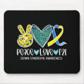 Peace Liebe Cure Blue & Yellow Ribbon Down Syndrom Mousepad (Vorne)
