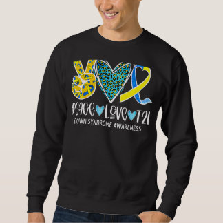 Peace Liebe Cure Blue & Yellow Ribbon Down Syndrom Sweatshirt
