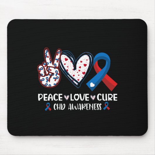 Peace Liebe Cure Chd Heart Disease Awareness Men W Mousepad (Vorne)