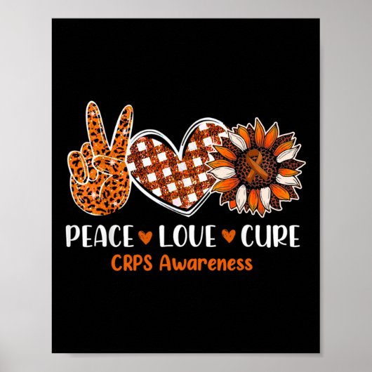 Peace Liebe Cure CRPS Awareness Monatskrieger Oran Poster (Vorne)
