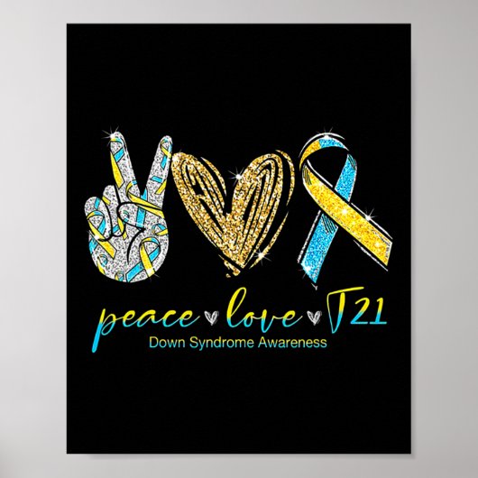 Peace Liebe Cure Down Syndrome Awareness Poster (Vorne)