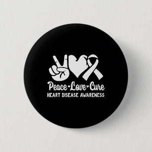 Peace Liebe Cure Go Red American Heart Disease Awa Button