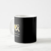 Peace Liebe Cure Gold Ribbon Kinderkrebs Aware Kaffeetasse (Vorderseite Links)