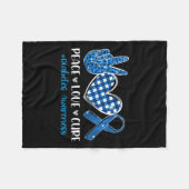 Peace Liebe Cure Grey Blue Ribbon Diabetes Awarene Fleecedecke (Vorderseite (Horizontal))