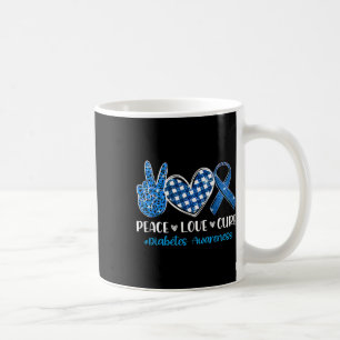 Peace Liebe Cure Grey Blue Ribbon Diabetes Awarene Kaffeetasse