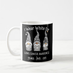 Peace Liebe Cure I Wear White Gnome Lung Cancer Aw Kaffeetasse