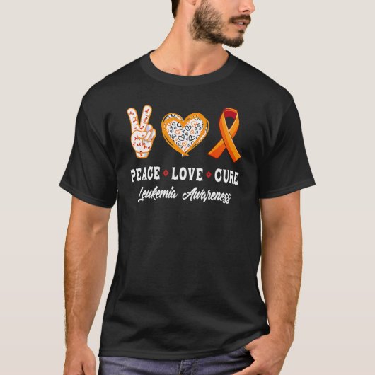 Peace Liebe Cure Leukemia Awareness Counter T-Shirt (Vorderseite)