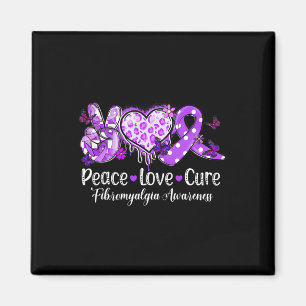 Peace Liebe Cure Lila Ribbon Fibromyalgia Awarene Magnet