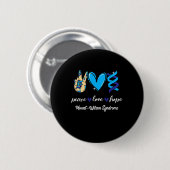 Peace Liebe Cure Mowat-wilson Syndrom Blauer Schle Button (Vorne & Hinten)