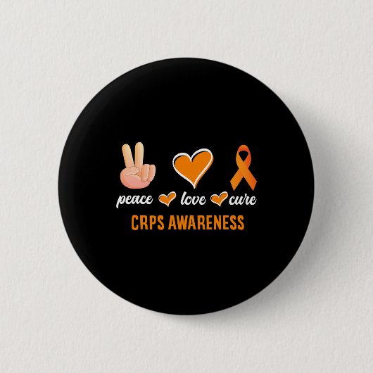 Peace Liebe Cure Orange Ribbon Rsd Crps Bewusstsei Button (Vorderseite)