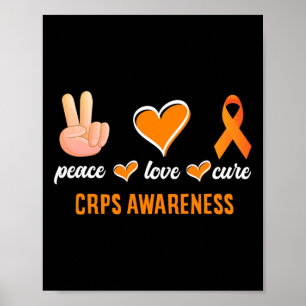 Peace Liebe Cure Orange Ribbon Rsd Crps Bewusstsei Poster
