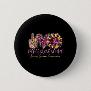 Peace Liebe Cure Pink Leopard Sonnenblumen Brust C Button