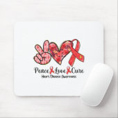 Peace Liebe Cure Red Ribbon Heart Disease Awarenes Mousepad (Mit Mouse)
