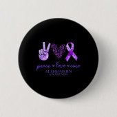 Peace Liebe Cure Ribbon Leopard Alzheimer Brain Aw Button (Vorderseite)
