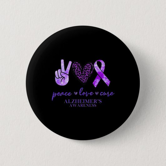 Peace Liebe Cure Ribbon Leopard Heimerheimer Brain Button (Vorderseite)