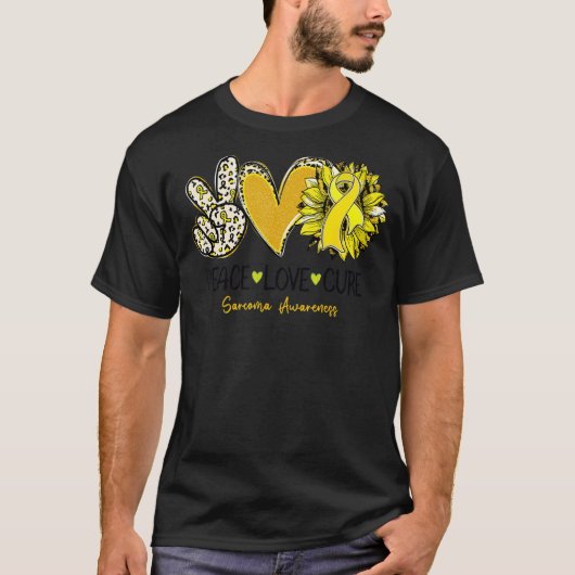 Peace Liebe Cure Sonnenblume Leopard Sarcomenes Aw T-Shirt (Vorderseite)