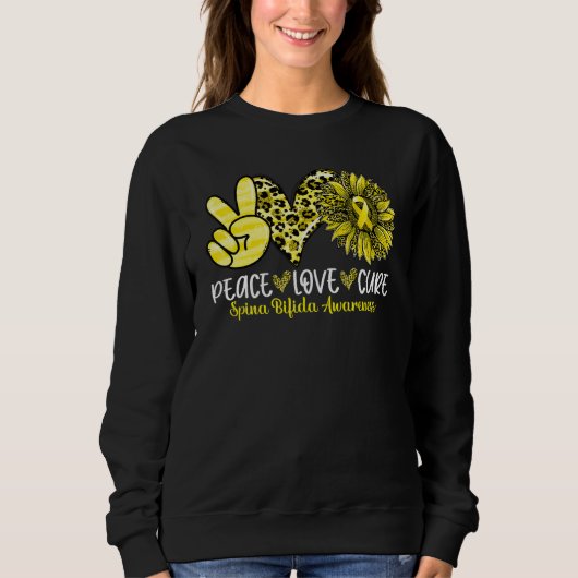Peace Liebe Cure Sonnenblume Leopard Spina Bifida Sweatshirt (Vorderseite)