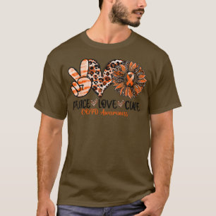 Peace Liebe Cure Sunflower Orange Ribbon COPD Awar T-Shirt