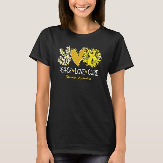 Peace Liebe Cure Sunflower Yellow Ribbon Sarcoma A T-Shirt (Vorderseite)