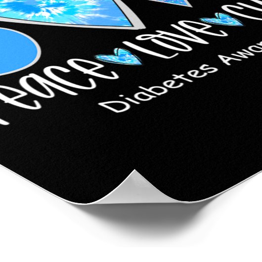 Peace Liebe Cure T1d Diabetes Awareness Blue Ribbo Poster (Ecke)