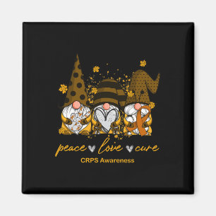 Peace Liebe Cure Three Gnomes Orange Ribbon Crps A Magnet