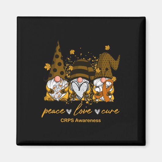 Peace Liebe Cure Three Gnomes Orange Ribbon Crps A Magnet (Vorne)