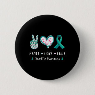 Peace Liebe Cure Tourette Syndrome Awareness Men Button