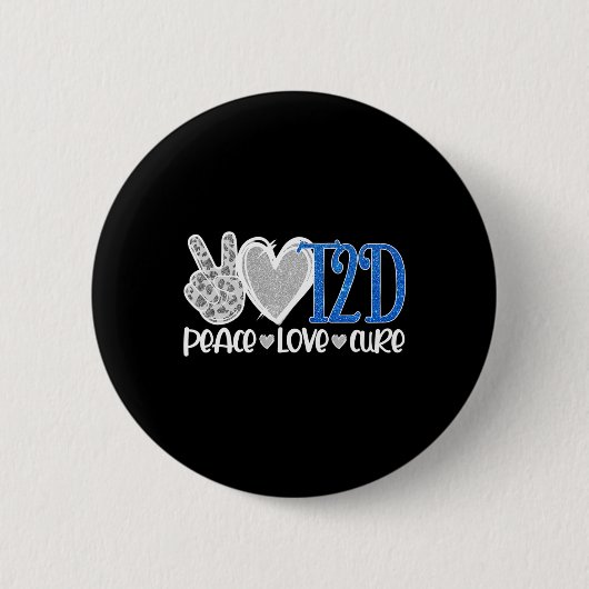 Peace Liebe Cure Typ 2 Diabetes Awareness T2D Blue Button (Vorderseite)