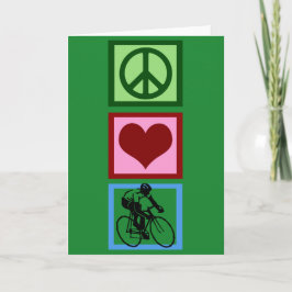 Peace Liebe Cycling Green Christmas Cyclist Feiertagskarte
