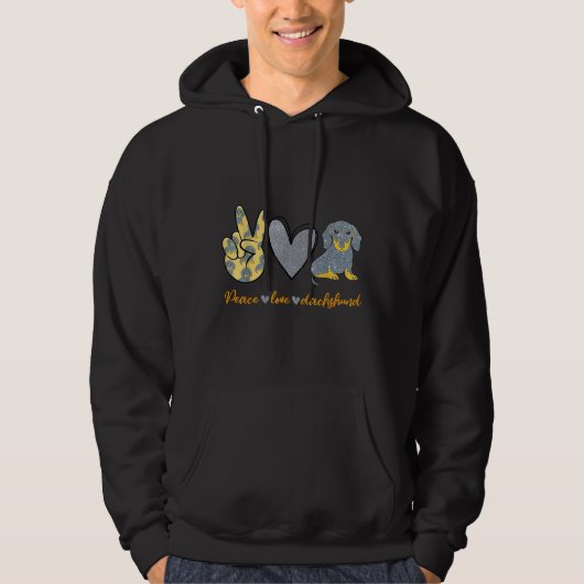 Peace Liebe Dackel Hund Funny Dackel Lover Hoodie (Vorderseite)