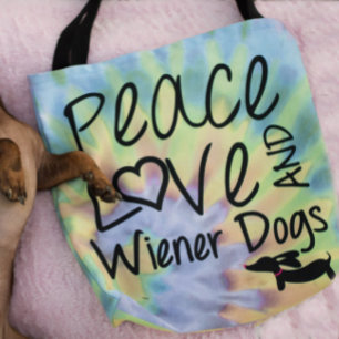 Peace Liebe & Dackel Hunde Gefärbte Krawatte Tote Tasche